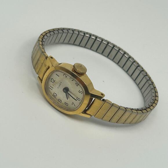 Timex Gold Tone Stainless Steel Women’s Wind Mechanical Watch, 17mm Working - Picture 7 of 8